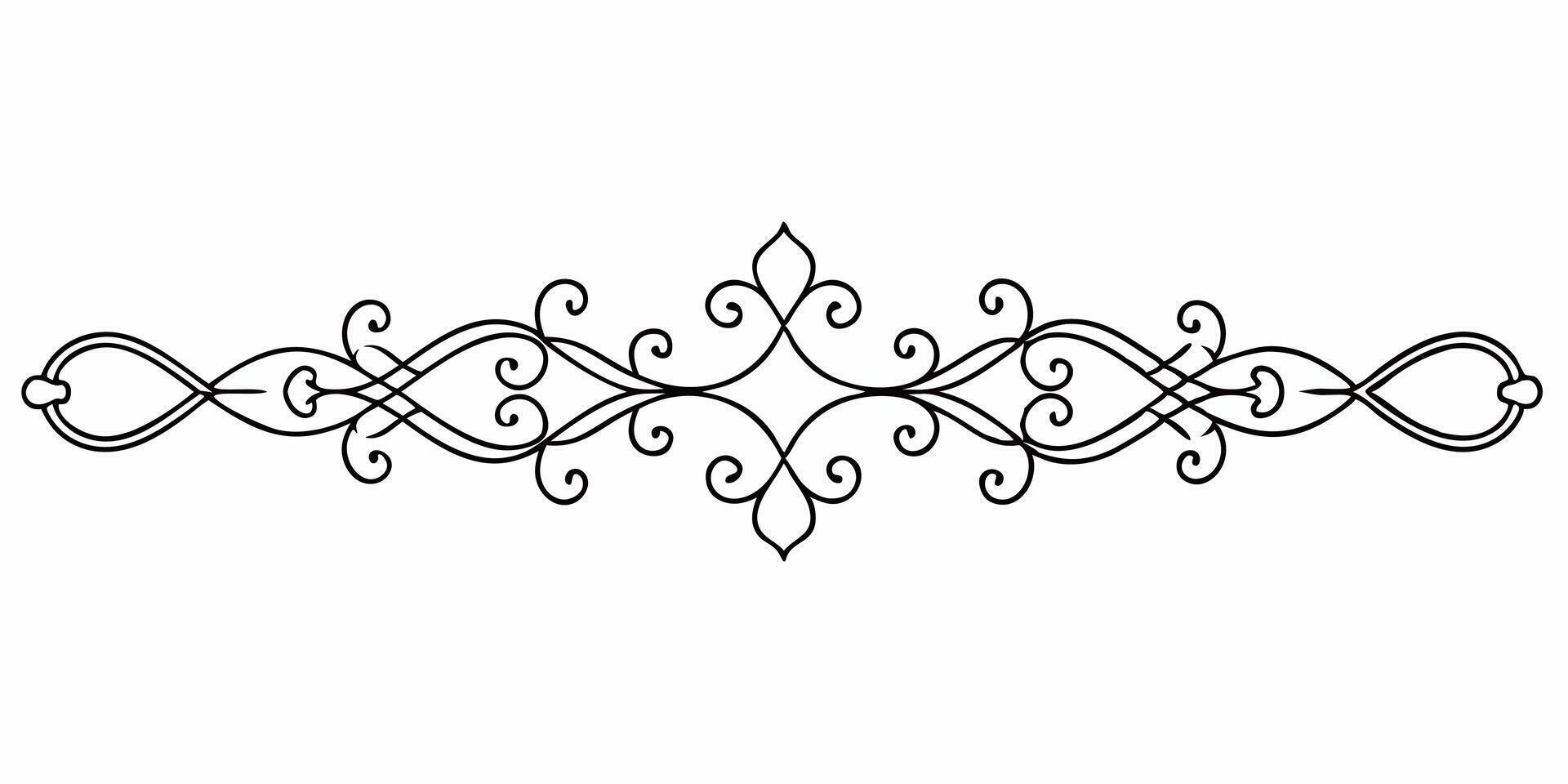 elegant hand-drawn 100 perfect mirrored symmetrical moroccan ornament text divider, swirls, single vector