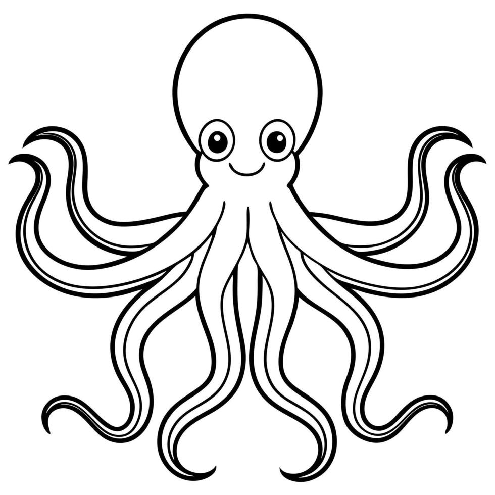 octopus, illustration line art vector