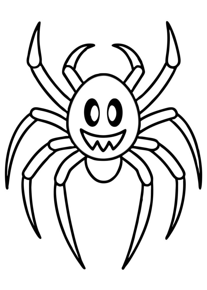 a coloring page of an halloween arachnids with no color just black lines, illustration line vector