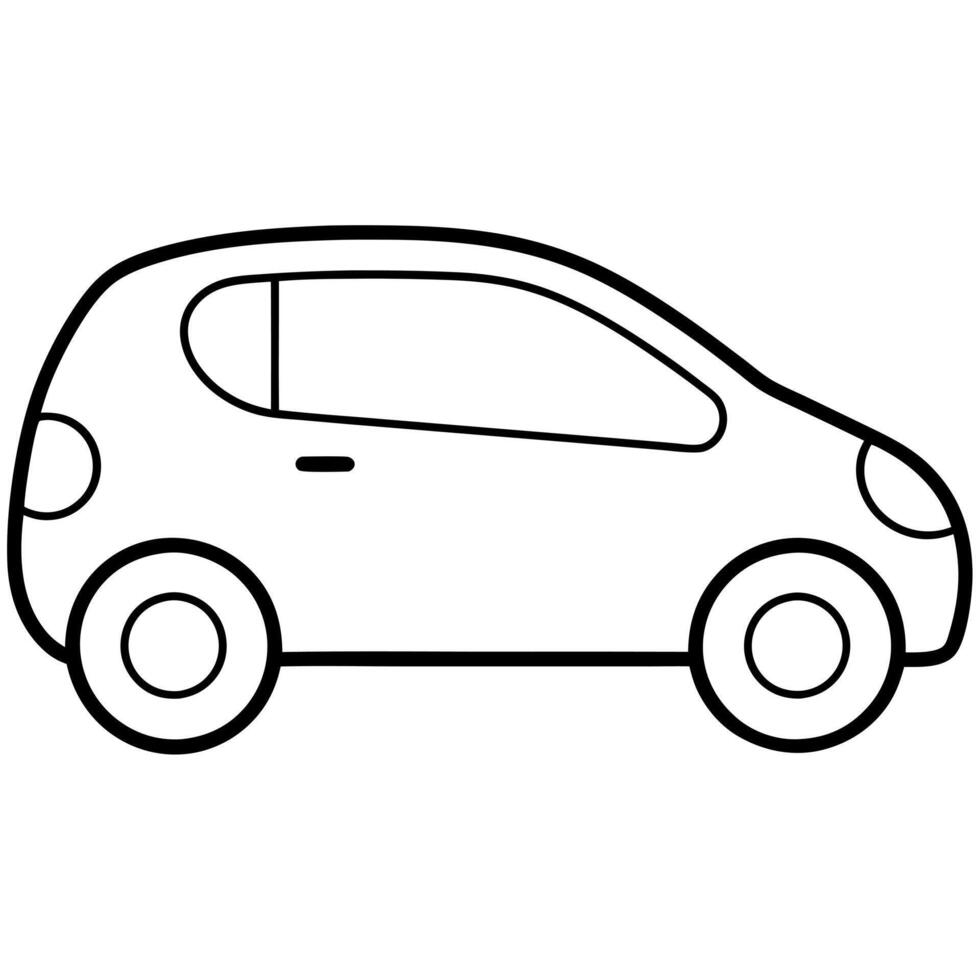 a compact city car with simple, rounded lines, perfect for urban mobility front view with smooth vector