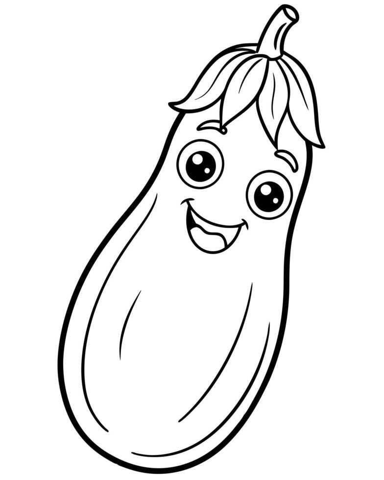 cartoon, cute, eggplant, illustration line art vector