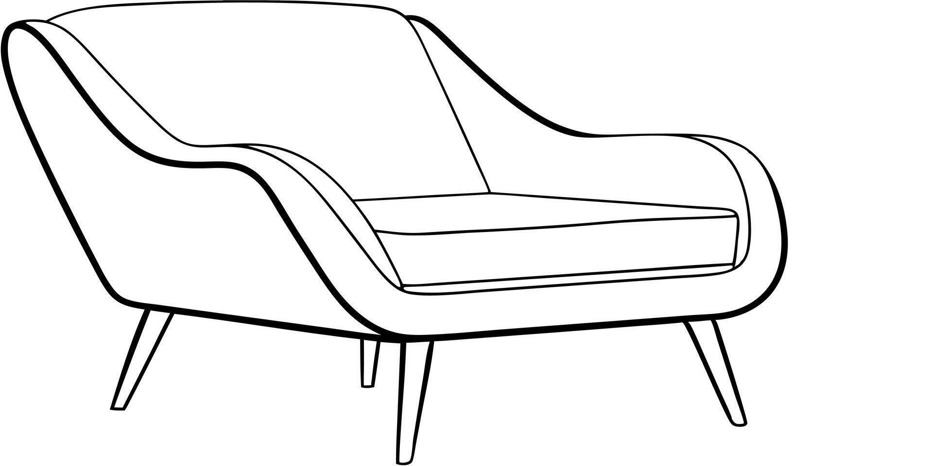 modern accent chair, illustration line art vector