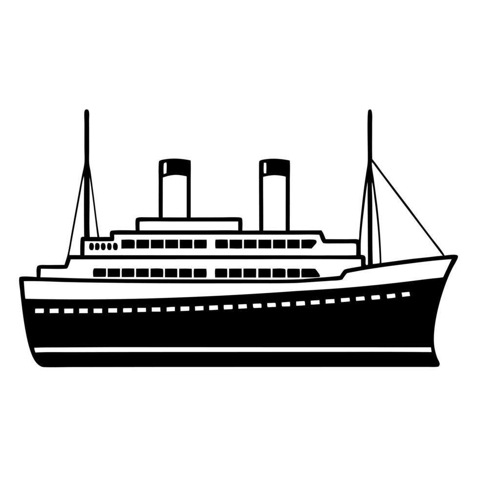 minimalistic titanic silhouette on white background, illustration line art vector