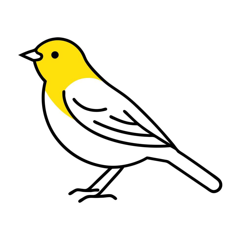yellow warbler icon, illustration line art vector