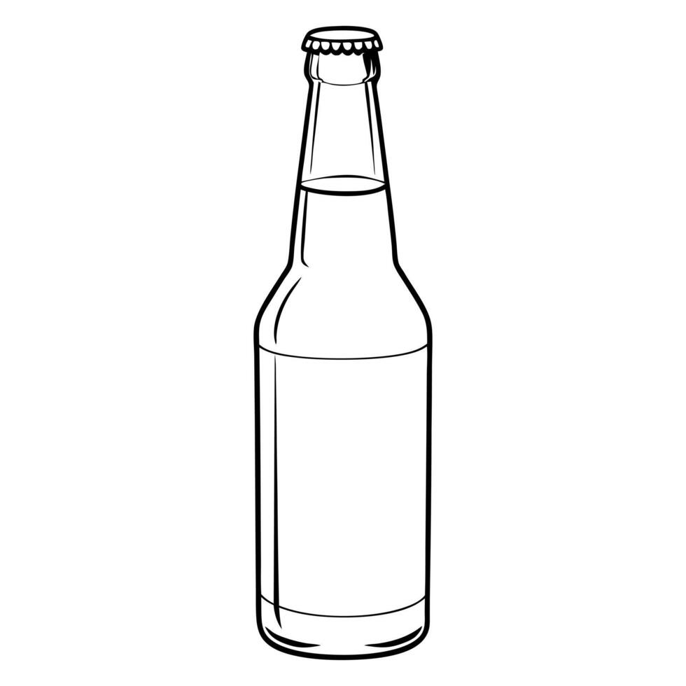 simple beer bottle, illustration line art vector
