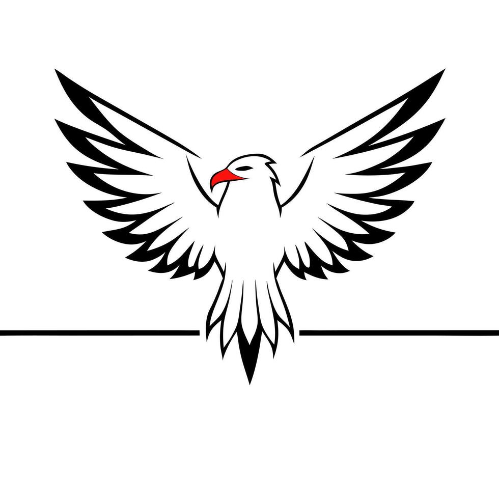 eagle red color logo, illustration line art vector