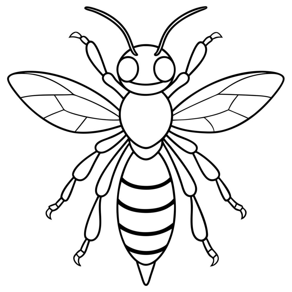 a coloring page of an hornet with no color just black lines, illustration line art vector
