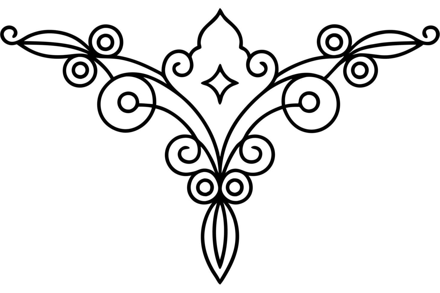 a luxirus corner ornament design, illustration line art vector