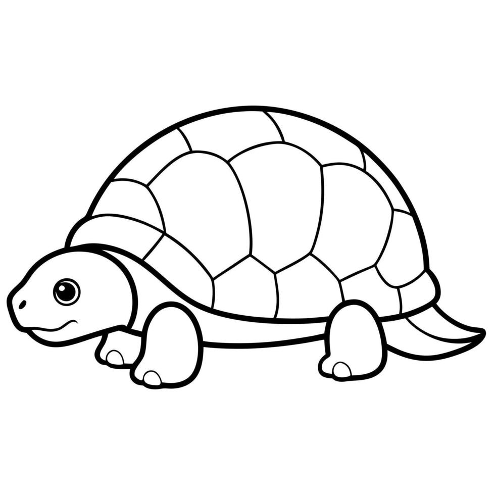 a gopher tortoise burrowing, with a domed shell and strong limbs, illustration line art vector