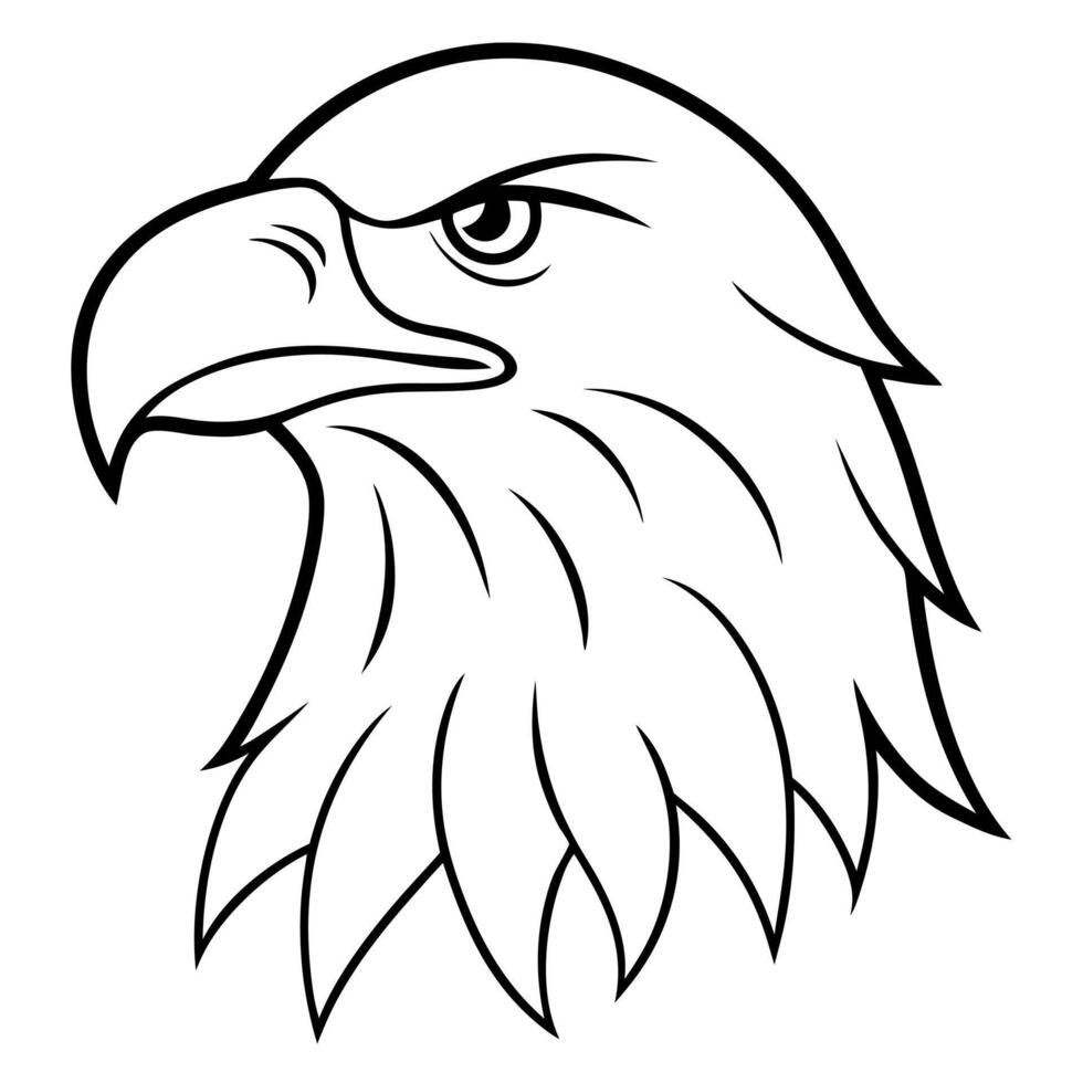 eagle head silhouette line art on white background, illustration line art vector