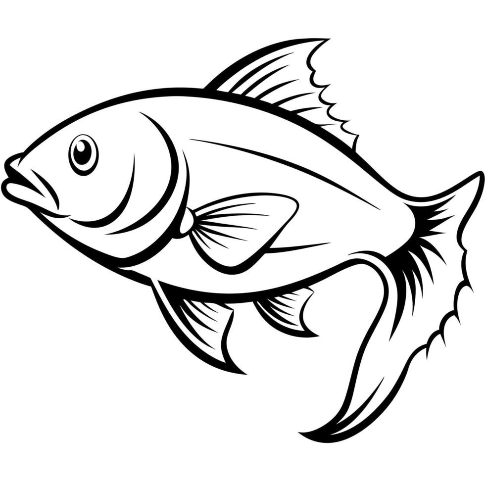 fish brush stroke line art silhouette , white background, illustration line art vector