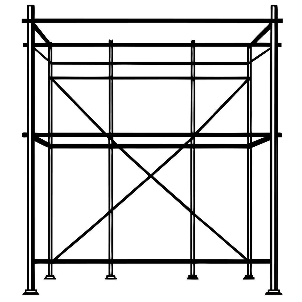 frame scaffolding for construction, illustration line art vector