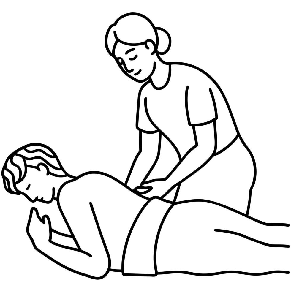a massage scene, illustration line art vector