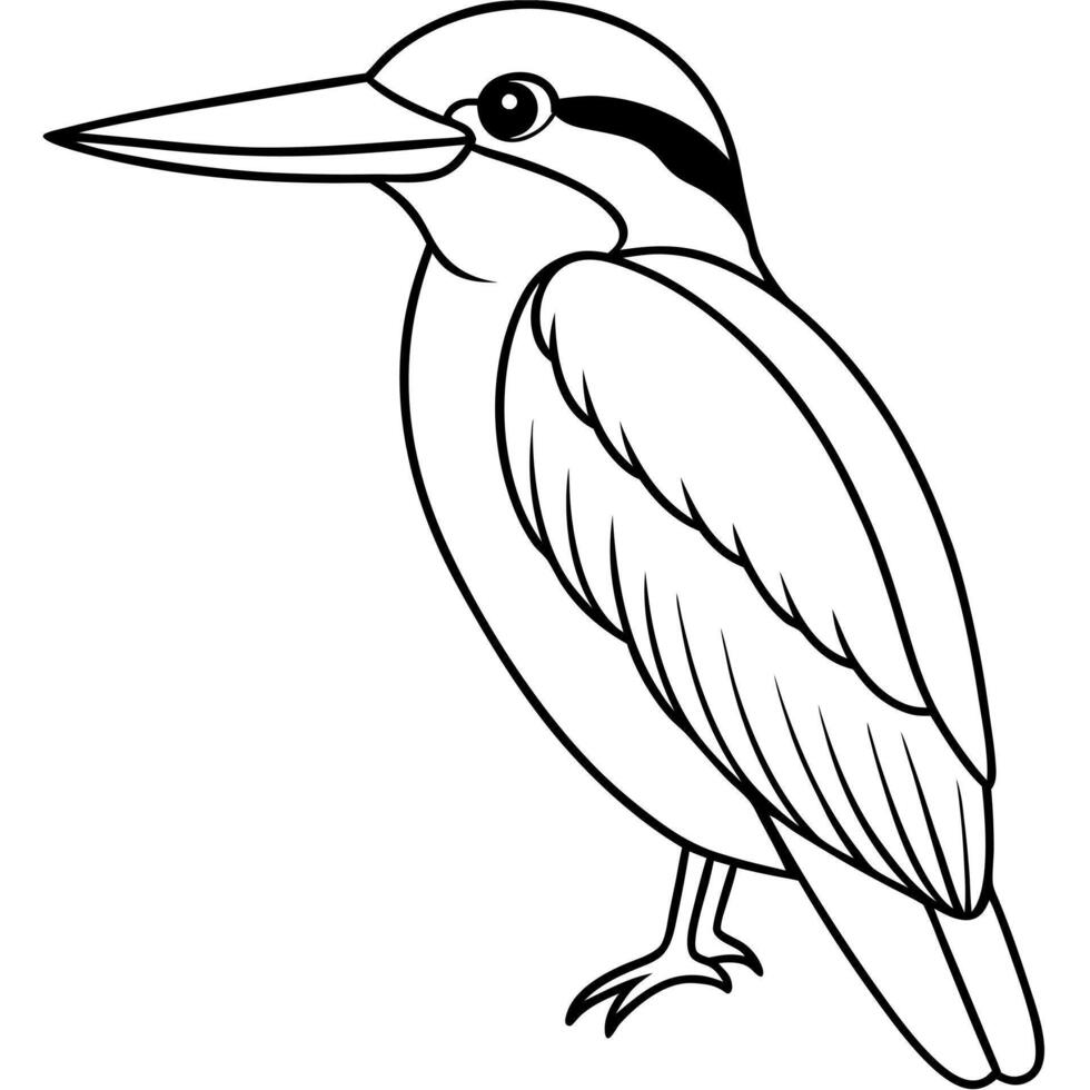 a detailed illustration of a kingfisher bird, illustration line art vector