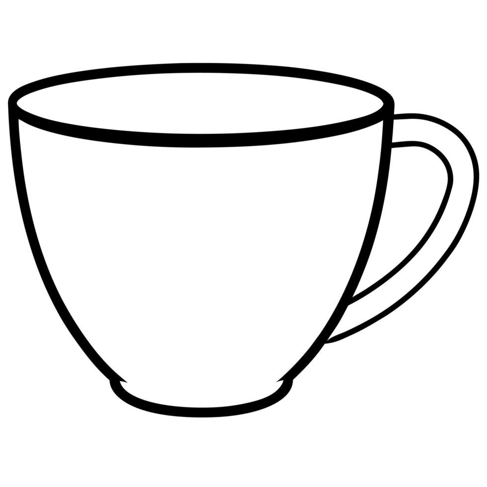 a cup of coffee silhouette on white background, illustration line art vector