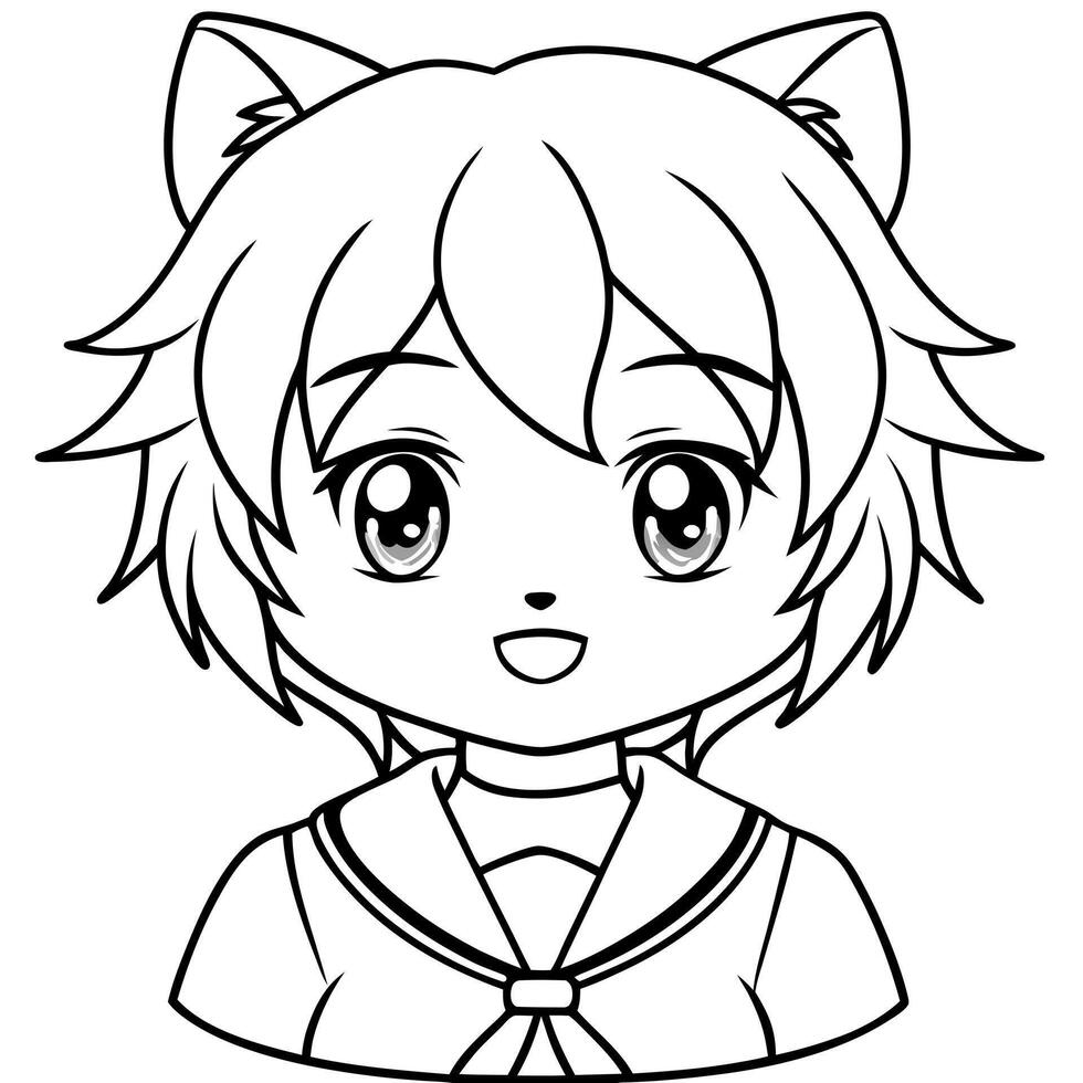 kuroko from hello kitty cute, illustration line art vector
