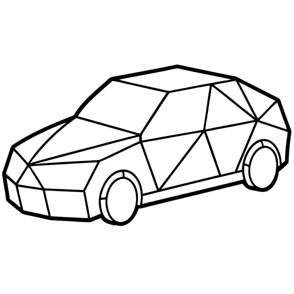 polygonal car, clean lines and curves , art nouveau, illustration line art vector