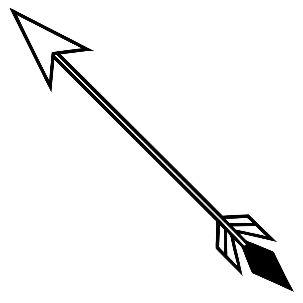 black and white silhouette an arrow with artistic design, illustration line art vector