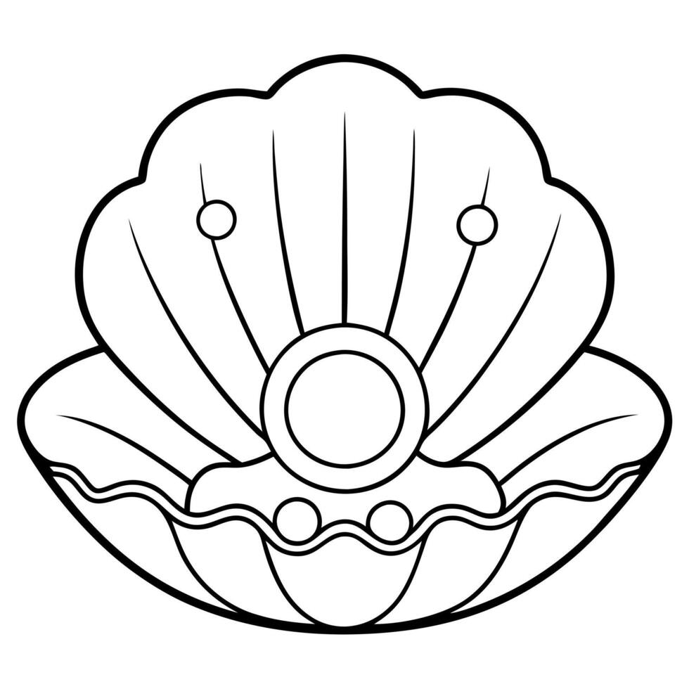a simple coloring page drawing a sea pearl in a shell with intricate pattems on its shell such as vector