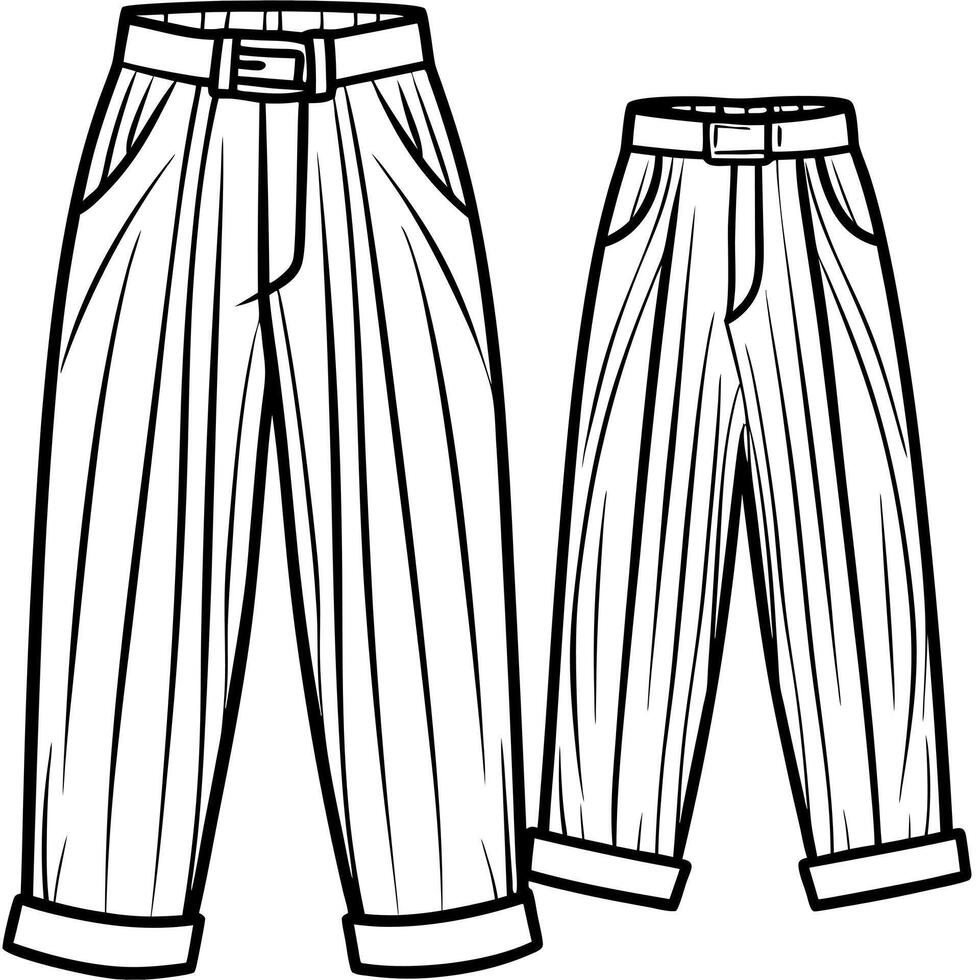 dress pants on white background, illustration line art vector