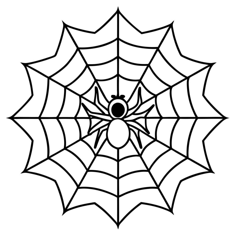 spider webs and a scary spider mandala, illustration line art vector