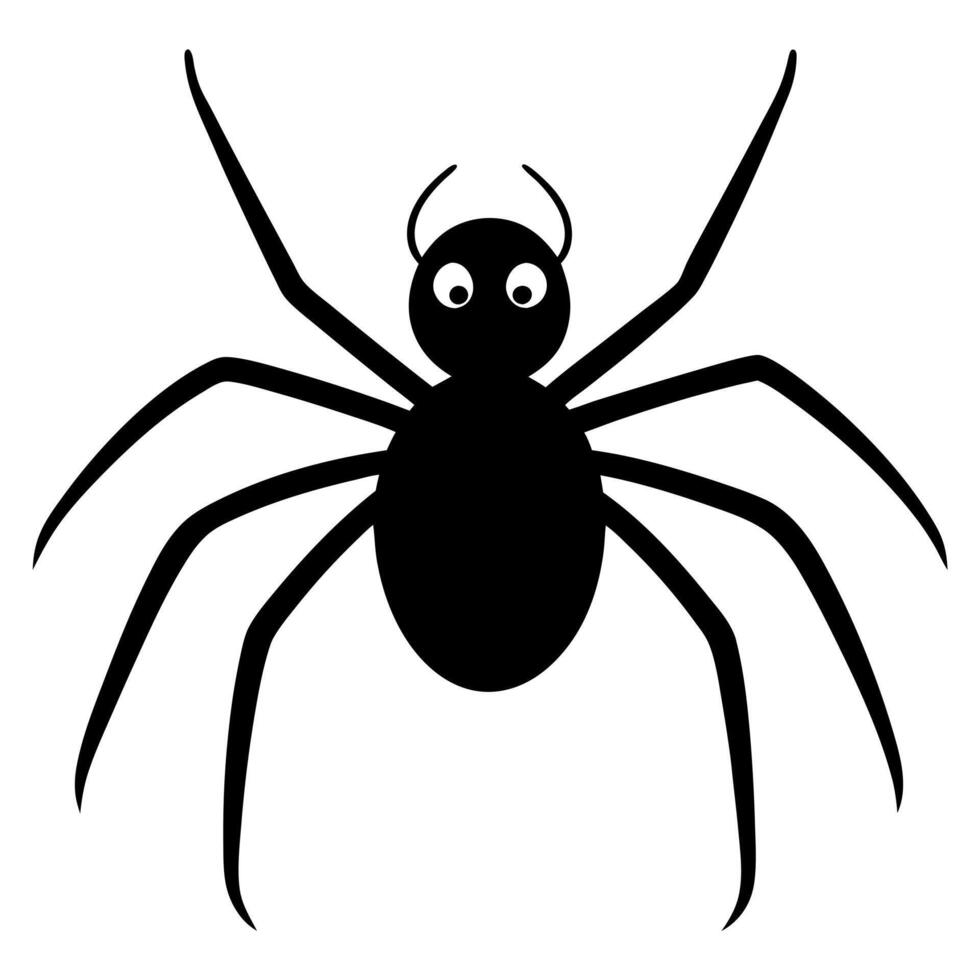halloween spider silhouette, creepy element character, illustration line art vector