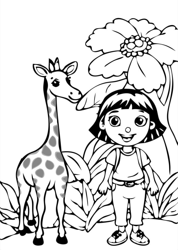 giraffes ear, illustration line art vector