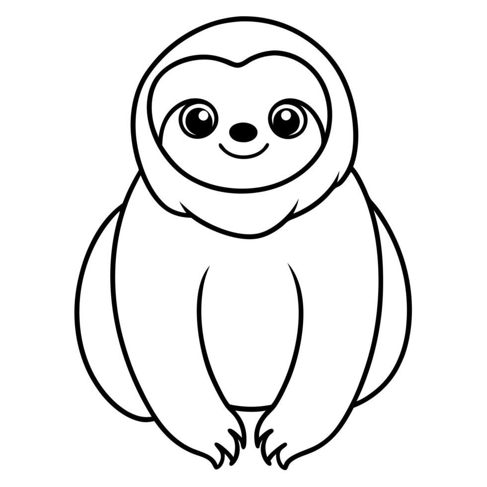 cute sloth, illustration line art vector