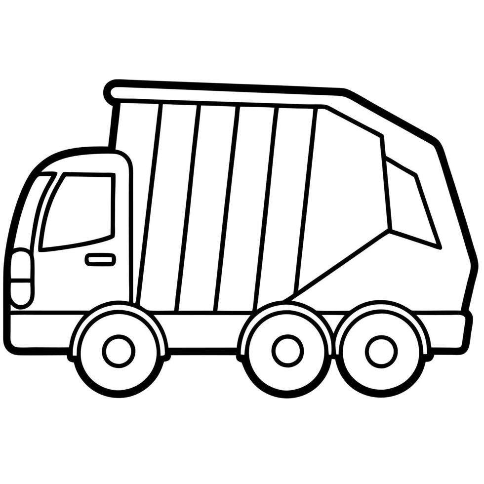 bold line baby garbage truck, illustration line art vector