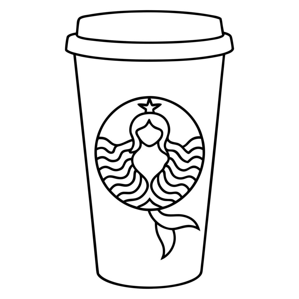 a starbucks coffee cup, illustration line art vector