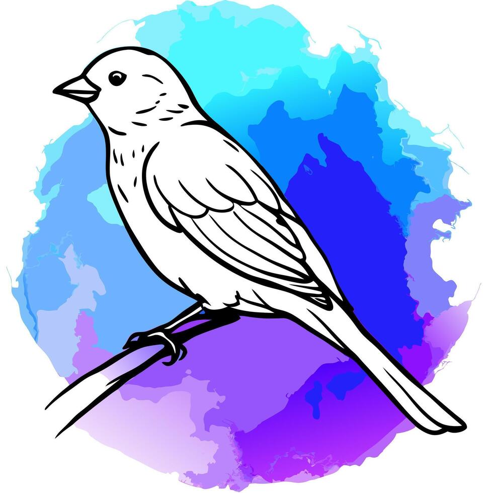 a 3d render of a minimalist watercolor painting of a bird perched on a branch the bird has a soft vector