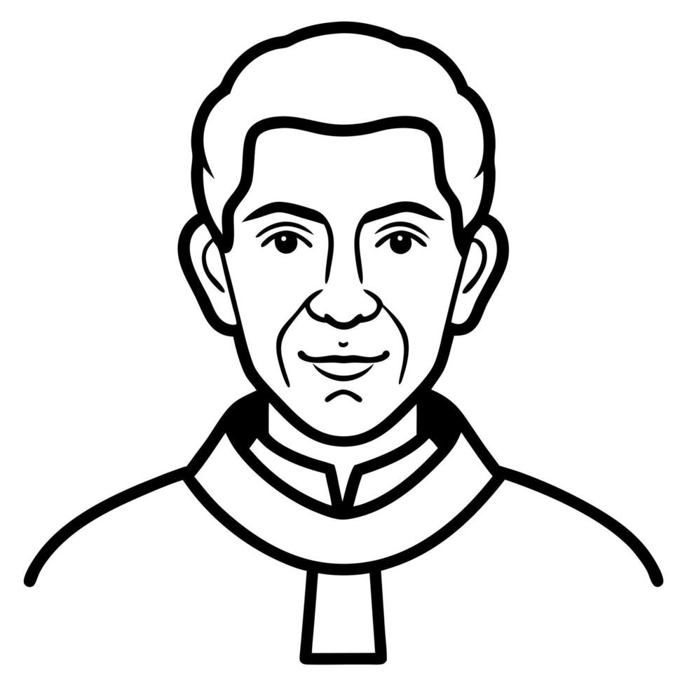 saint john bosco, illustration line art vector