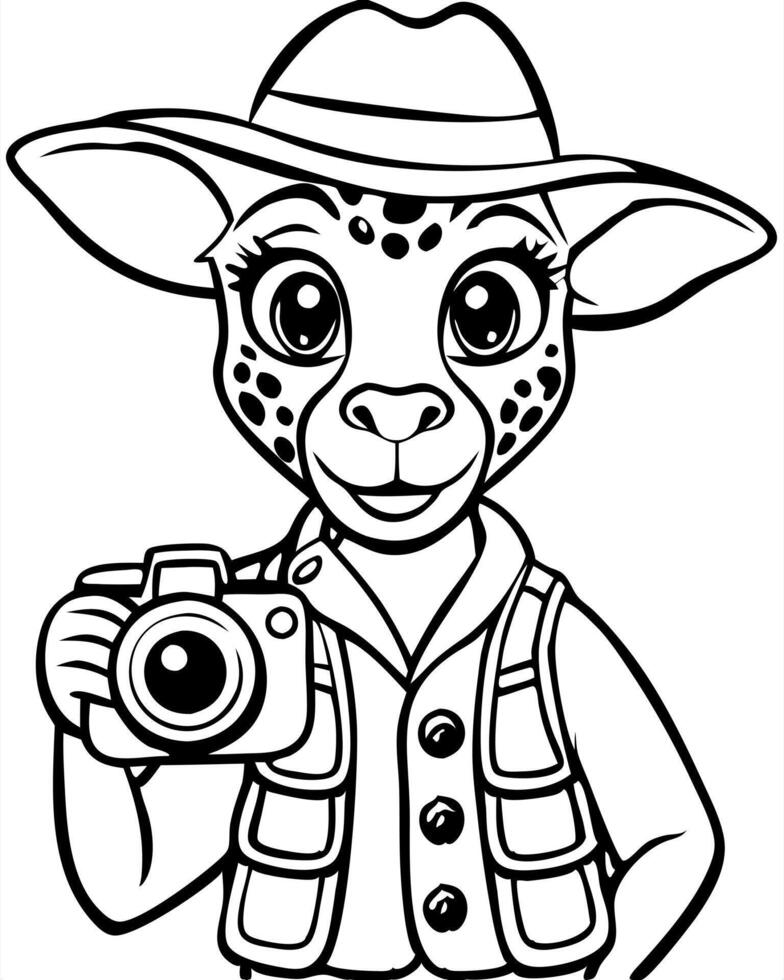 anime style, animalhuman, full-length, more details, well-drawn, cute, the giraffe, dressed in a vector