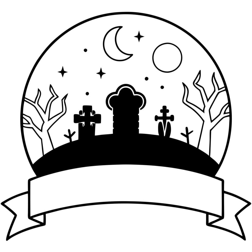 halloween cemetery landscape with zombie hands and tombstones, background halloween holiday vector