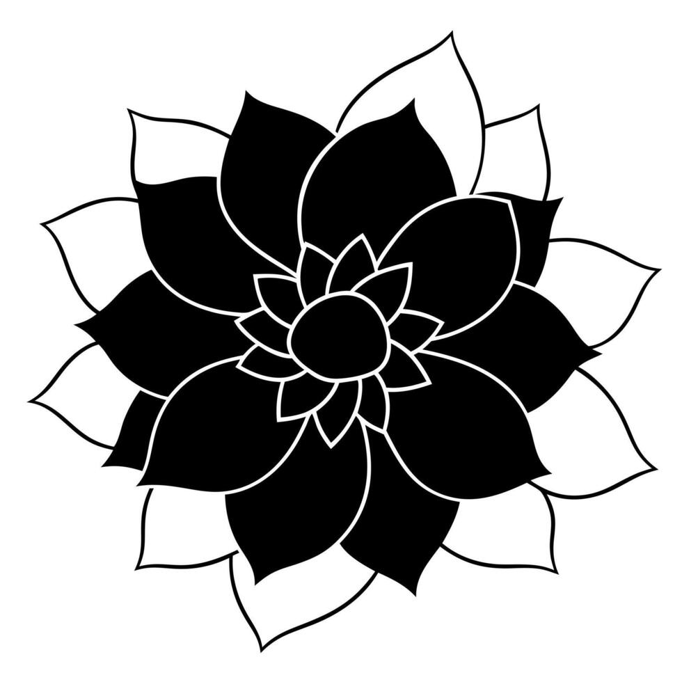 flower black colour in white background, illustration line art vector