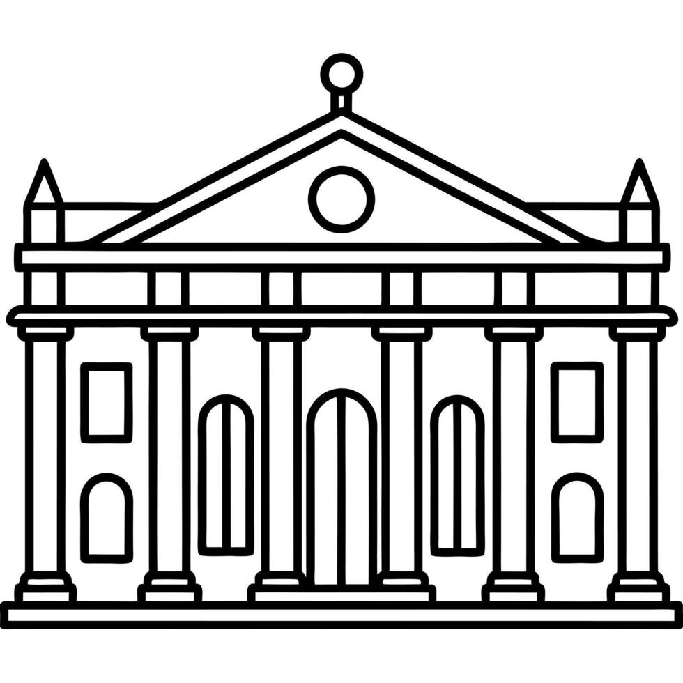 a renaissance palazzo, with symmetrical facade, columns, and ornate details, illustration vector