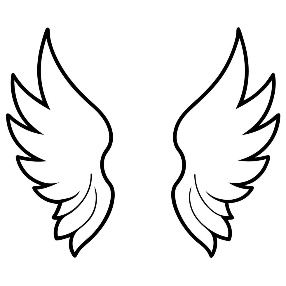 angel wings, illustration line art vector