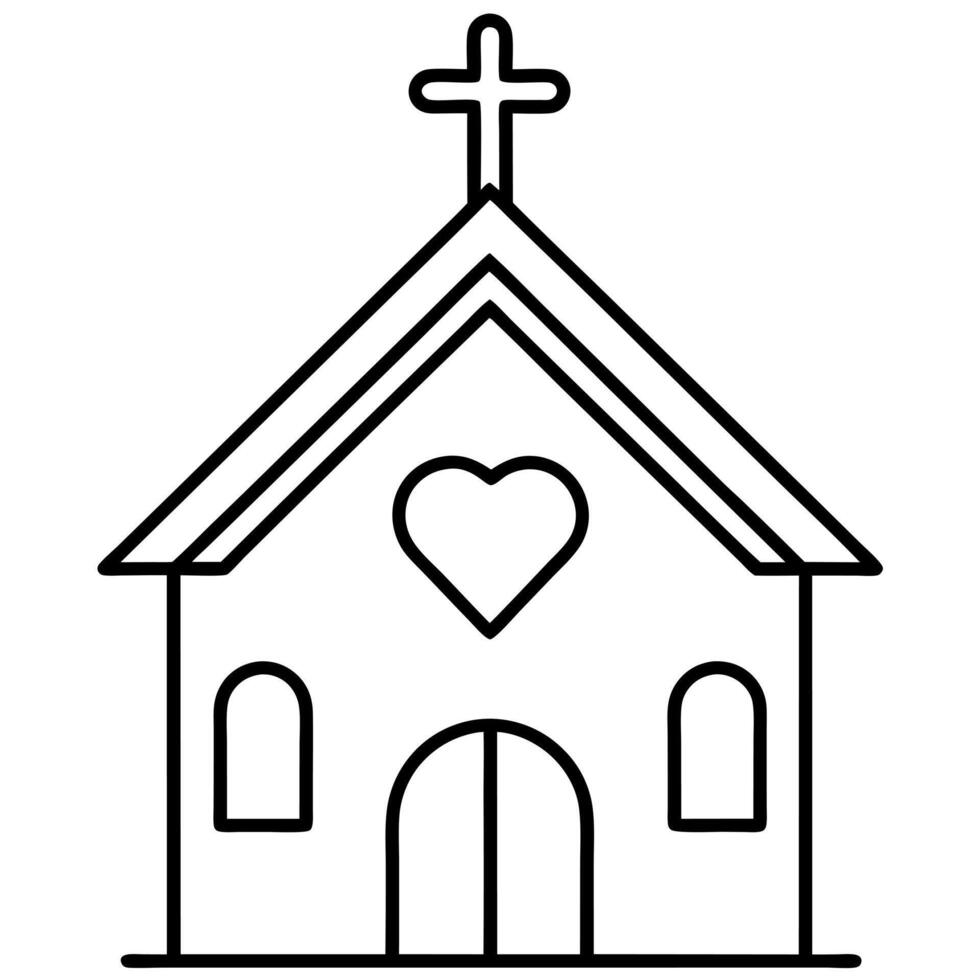 church icon, where the cross is attached to the church also, include a heart keep the design vector