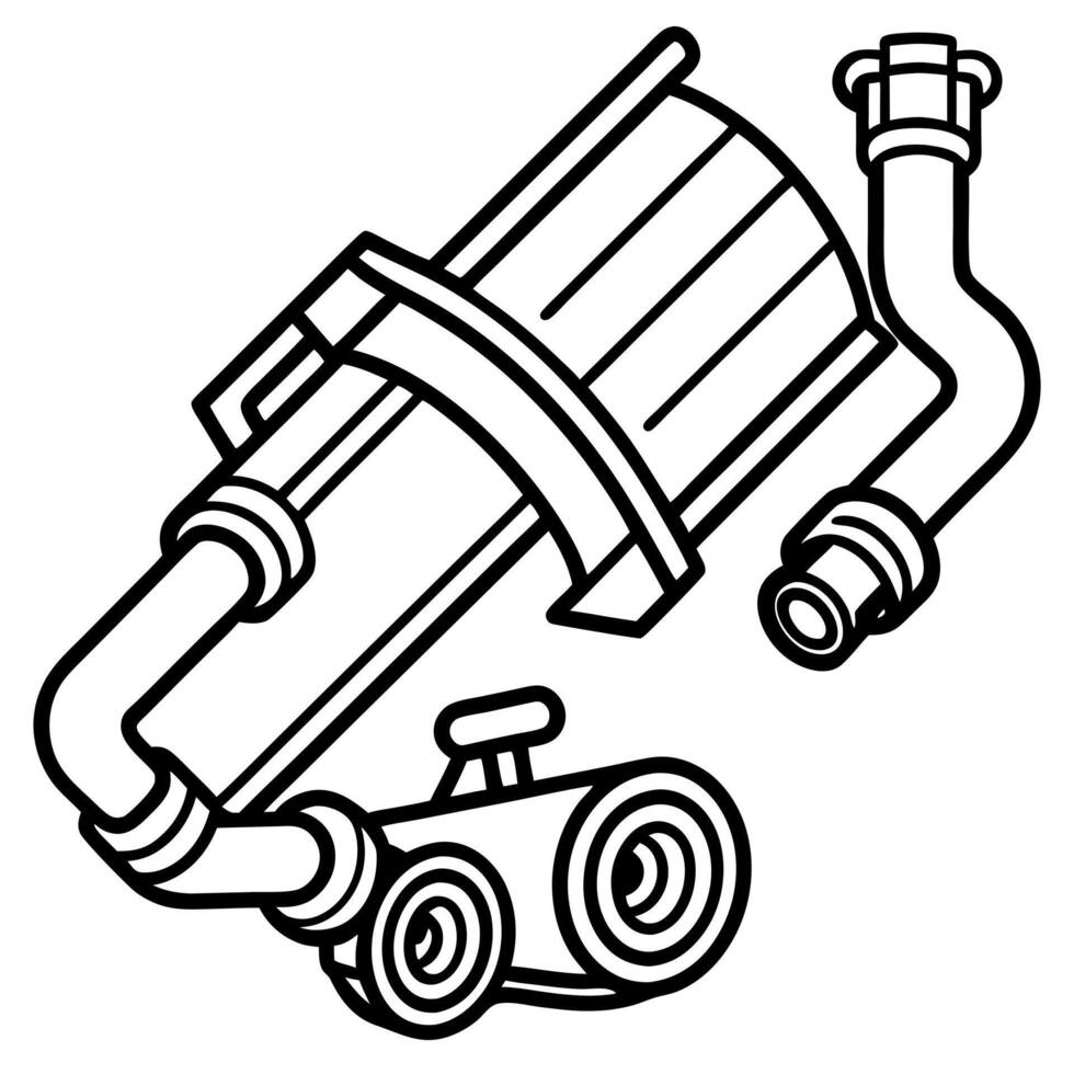 exhaust system repair icon for car services related on white background, illustration line vector