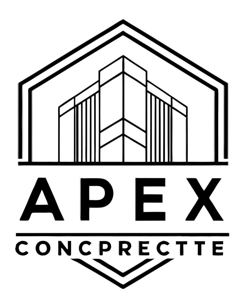 a modern logo concrete installation company business name apex concrete, illustration line vector