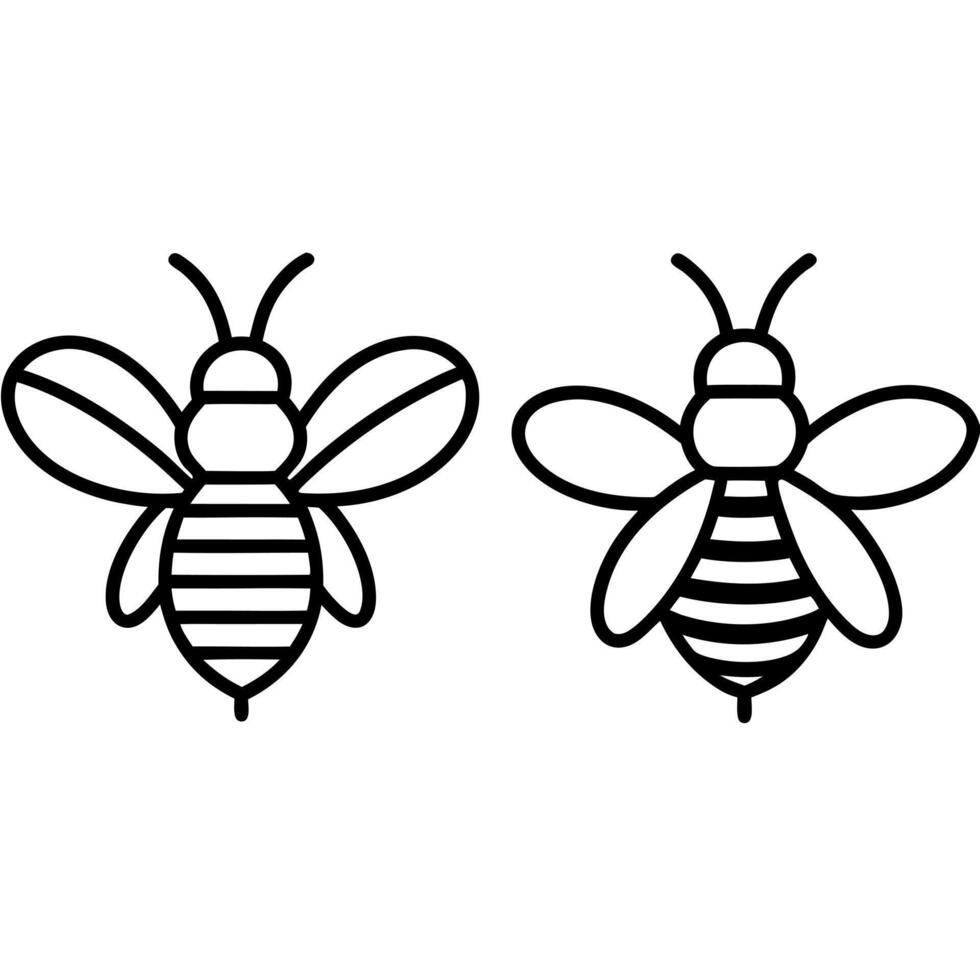 2 bee icon, illustration line art vector