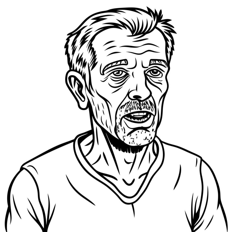 decrepit male zombie reminiscent of the walking dead with copyspace for text, illustration vector