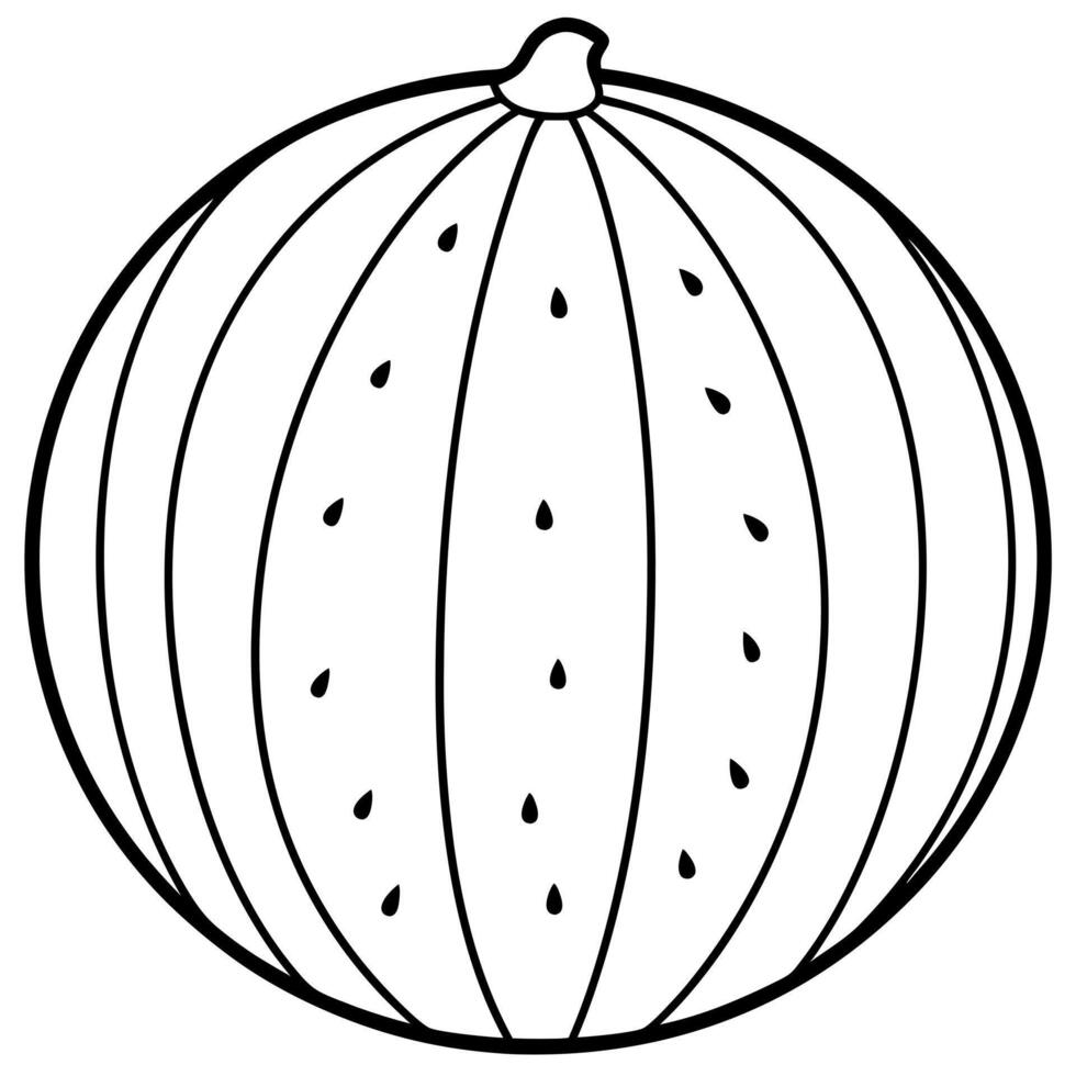 a coloring page of an food watermelon with no color just black lines, illustration line art vector