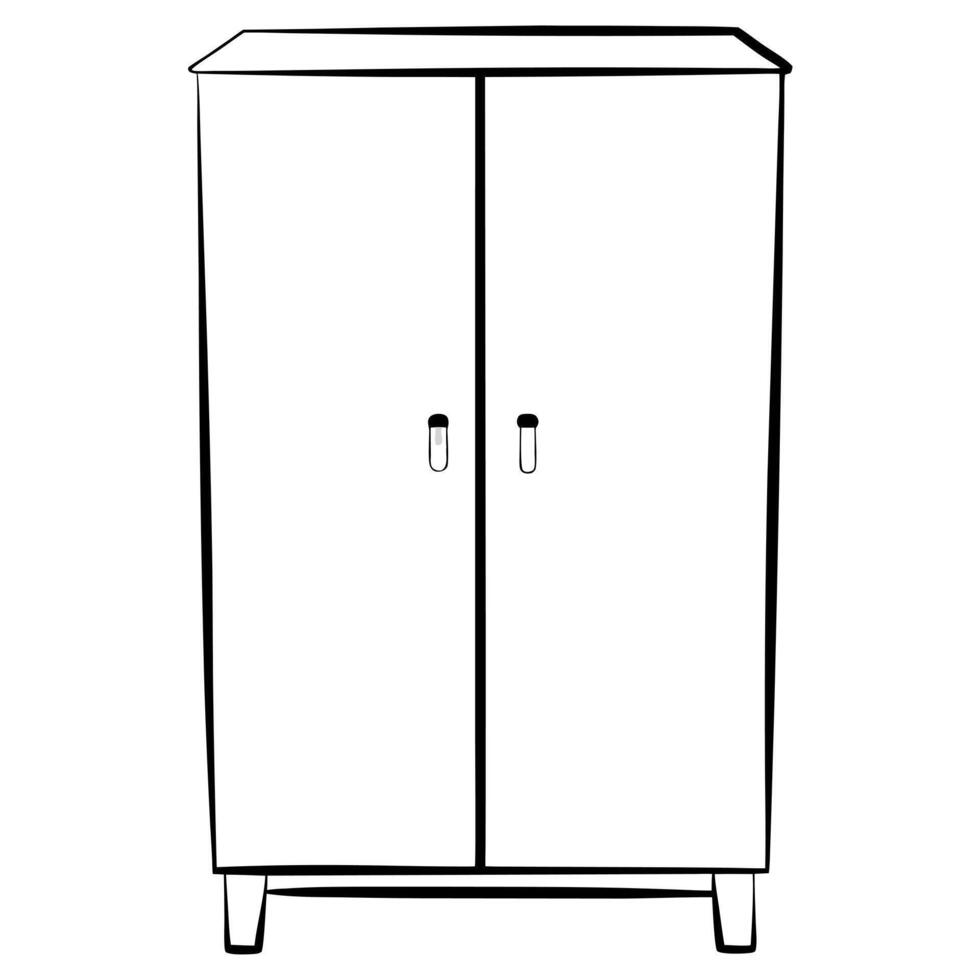 wardrobe, illustration line art vector