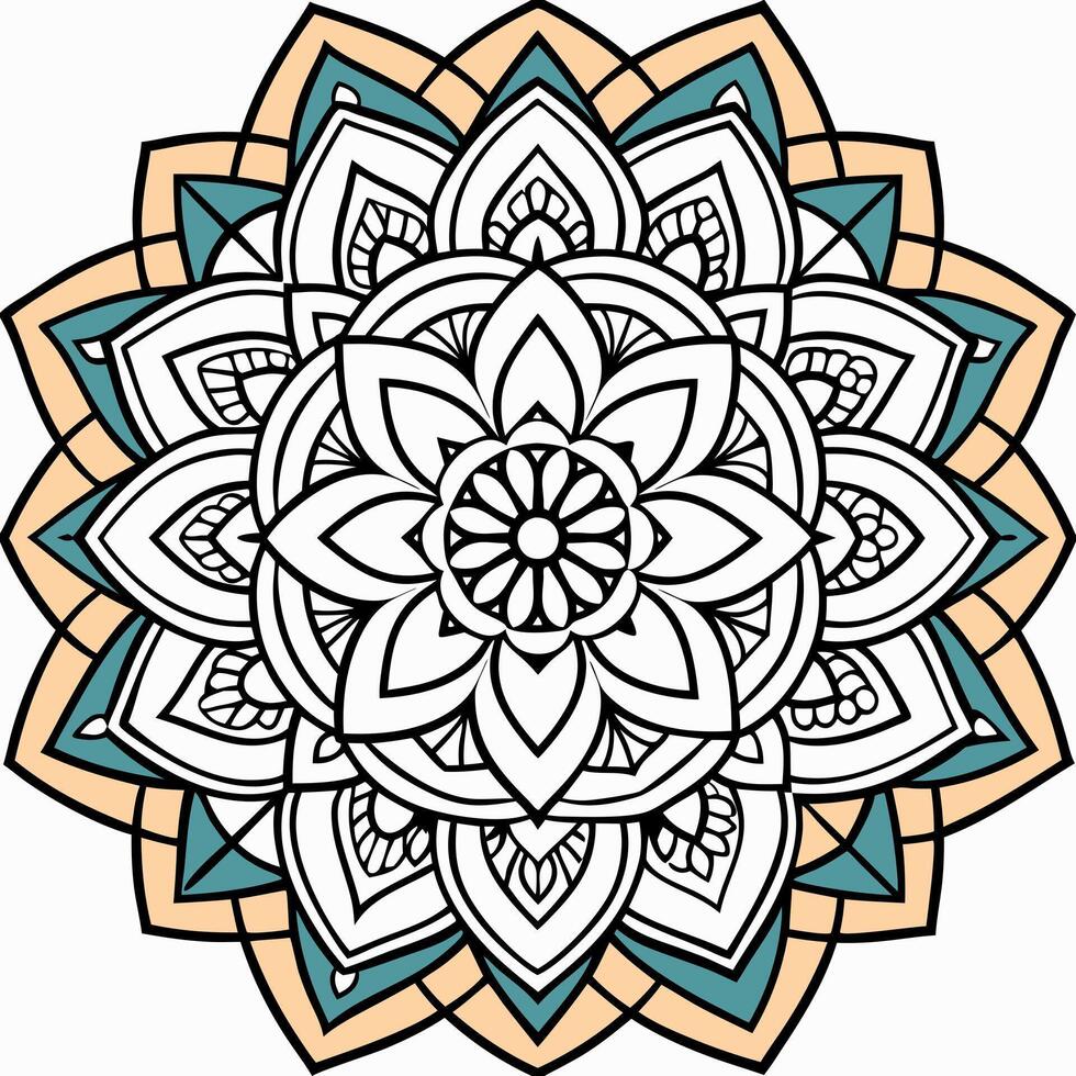 mandala with lotus flower ornament complex design, illustration line art vector