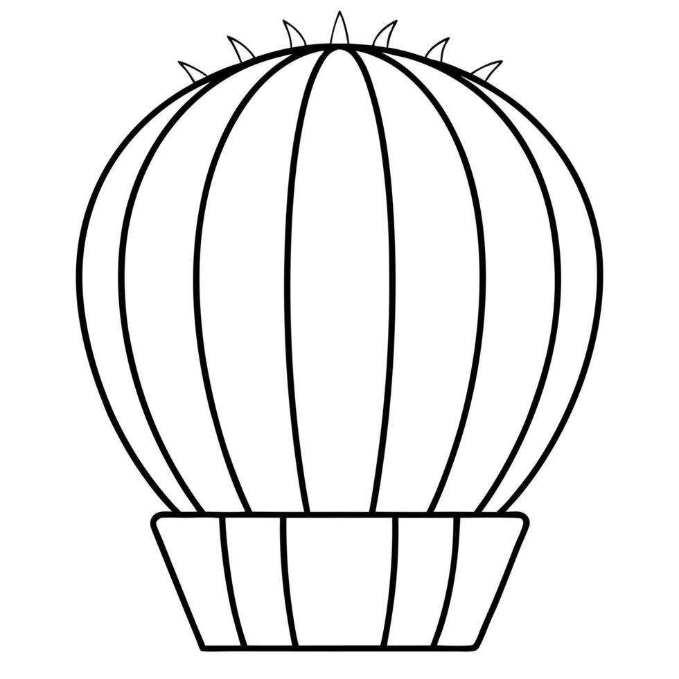 simple outline of a barrel cactus, illustration line art vector