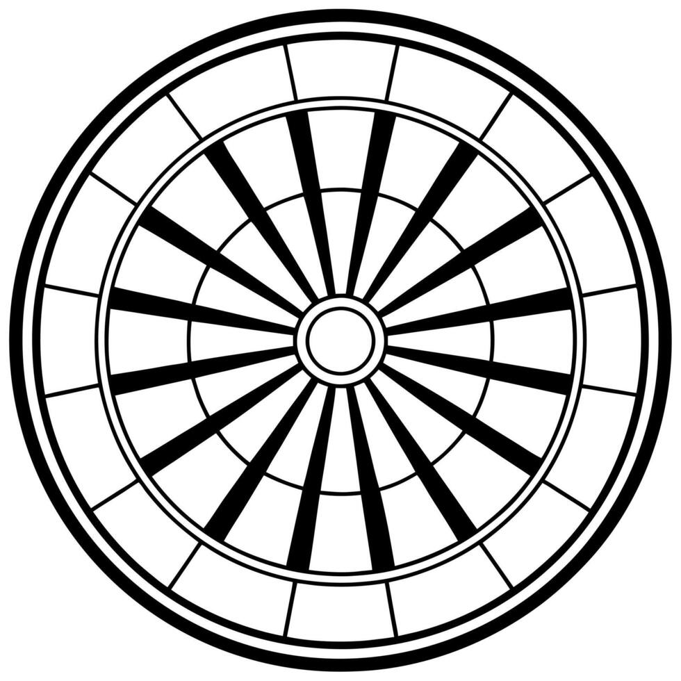 an image of dart board silhouette with a white background, illustration line art vector