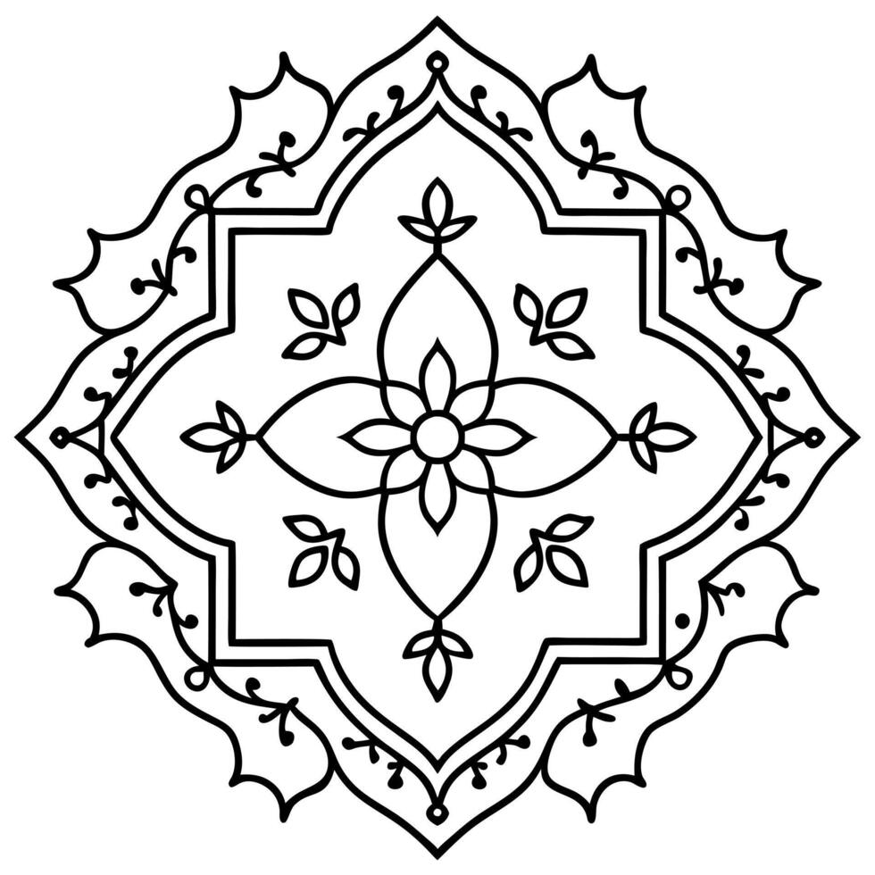 from persian carpet pattern, foliage and tendrils, illustration line art vector