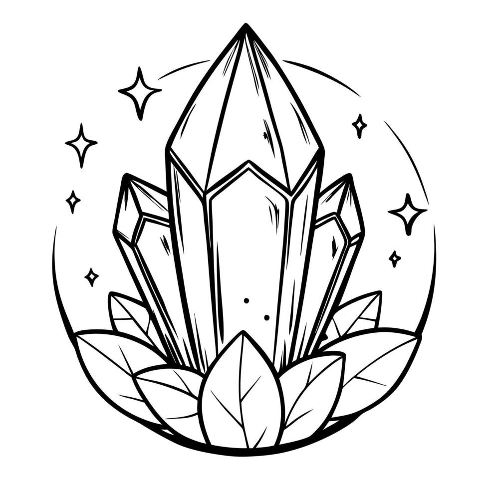 logo for magic beautiful crystal, illustration line art vector