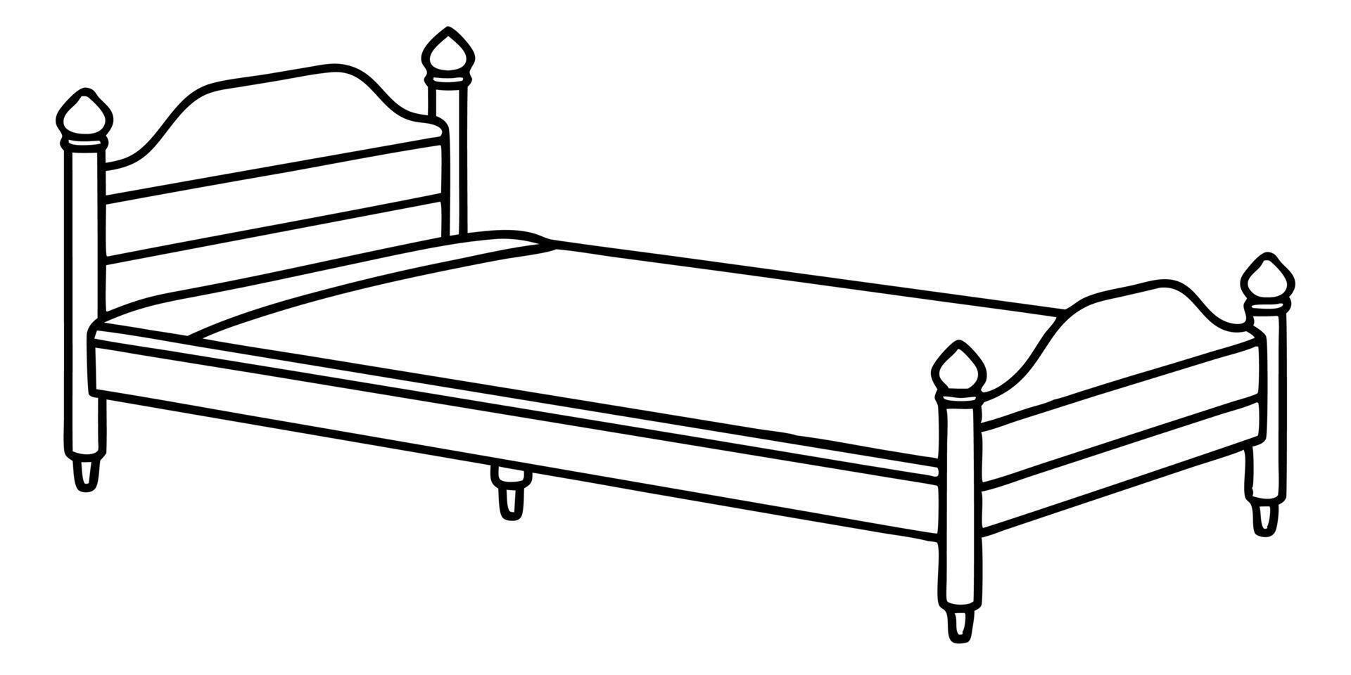 bed frame, illustration line art vector